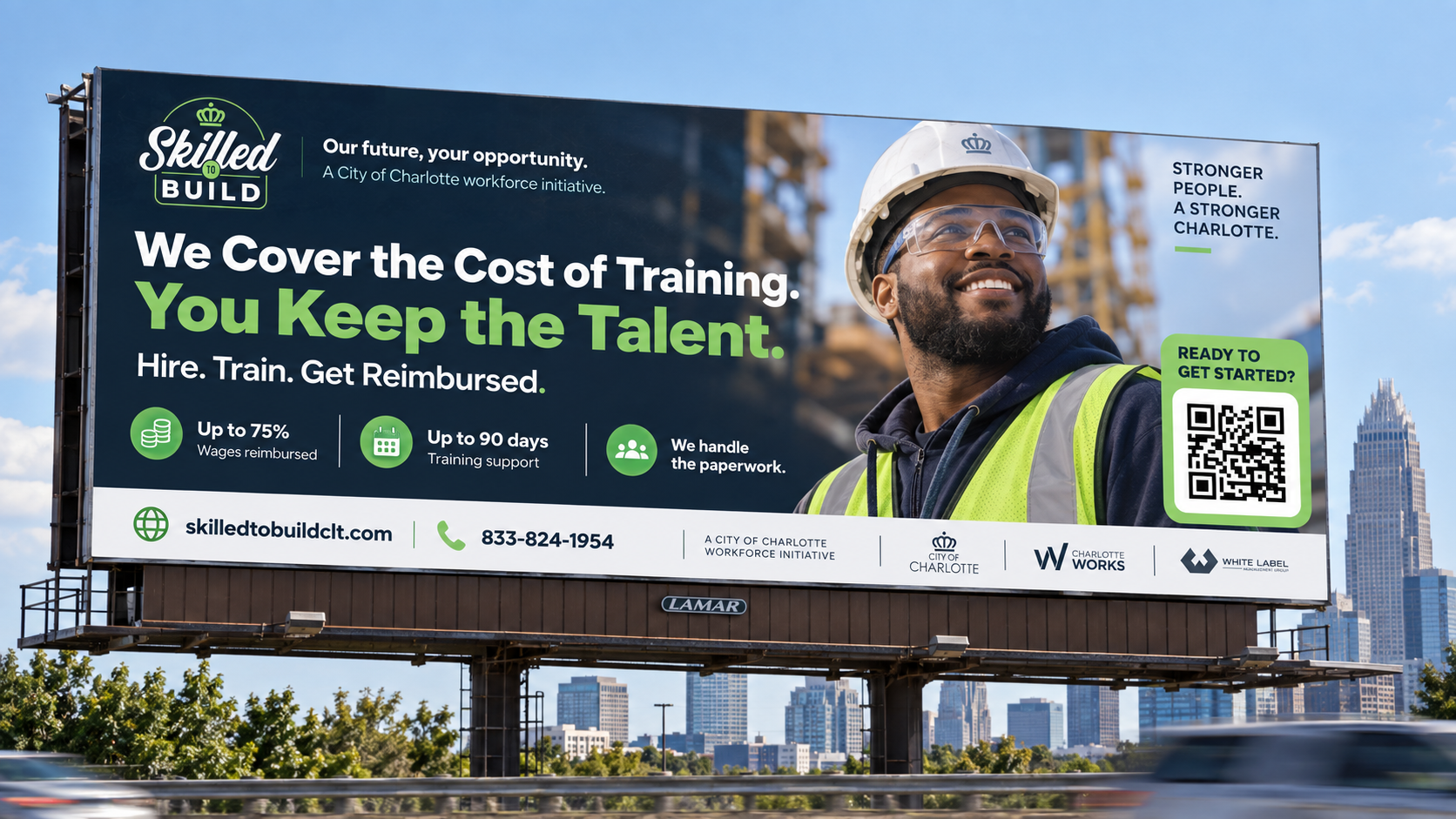 Skilled to Build billboard bringing the campaign into the city